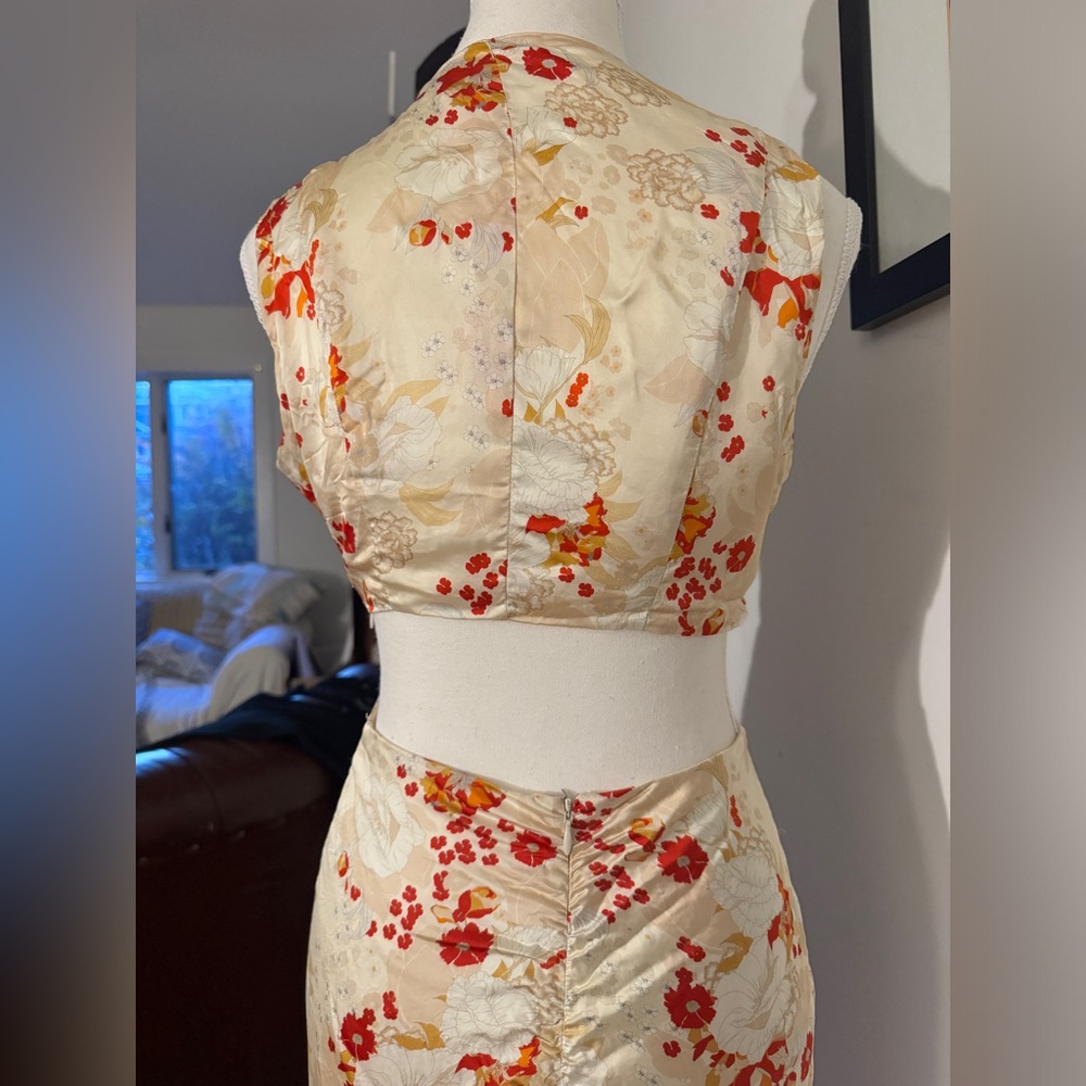 Auteur silk twist gown in kimono print, size S - Picture 4 of 15